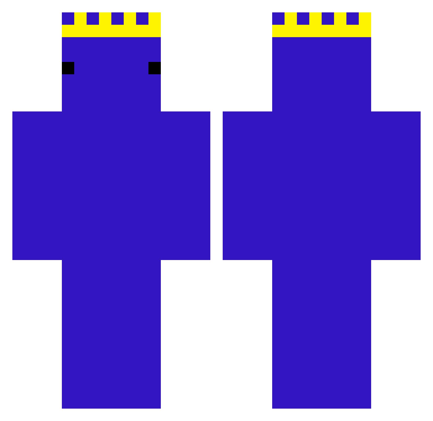 Jettiisim Minecraft skin, front and back view