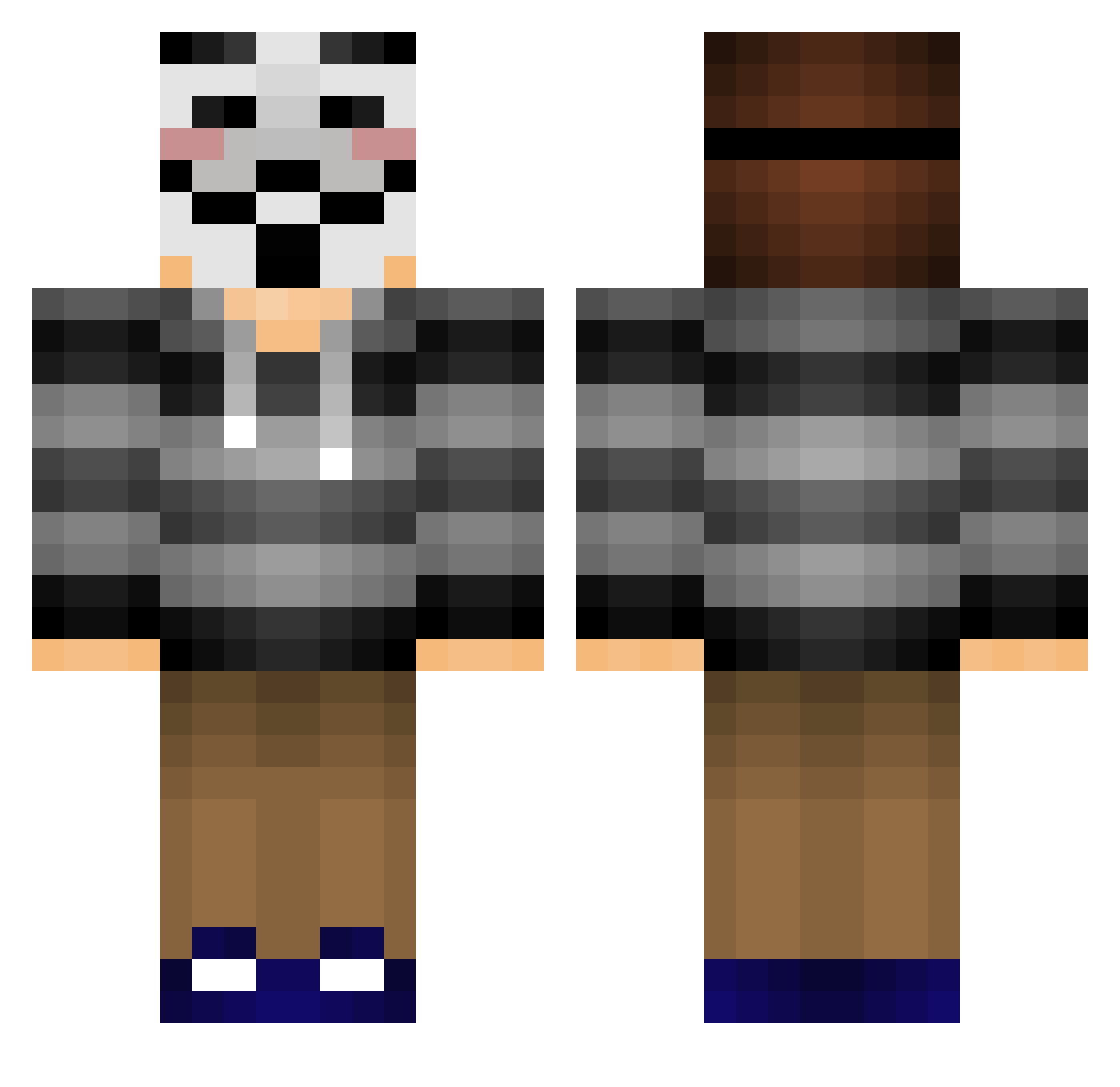 LackingAce Minecraft skin, front and back view