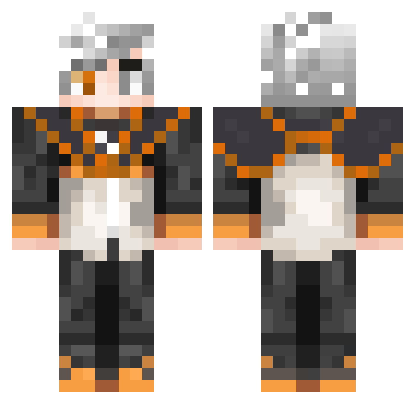 Yahinator Minecraft skin, front and back view