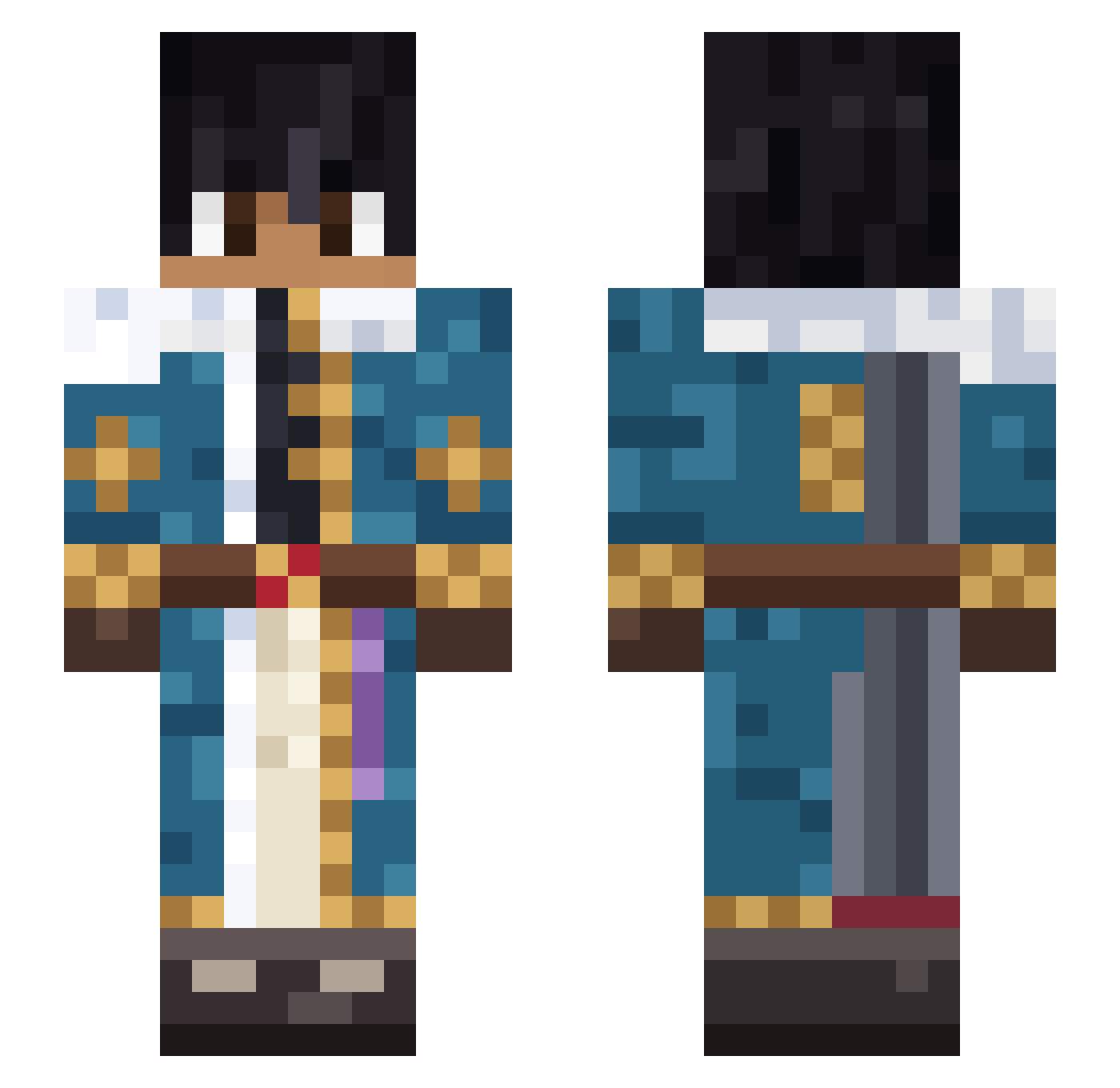 Whiteles Minecraft skin, front and back view