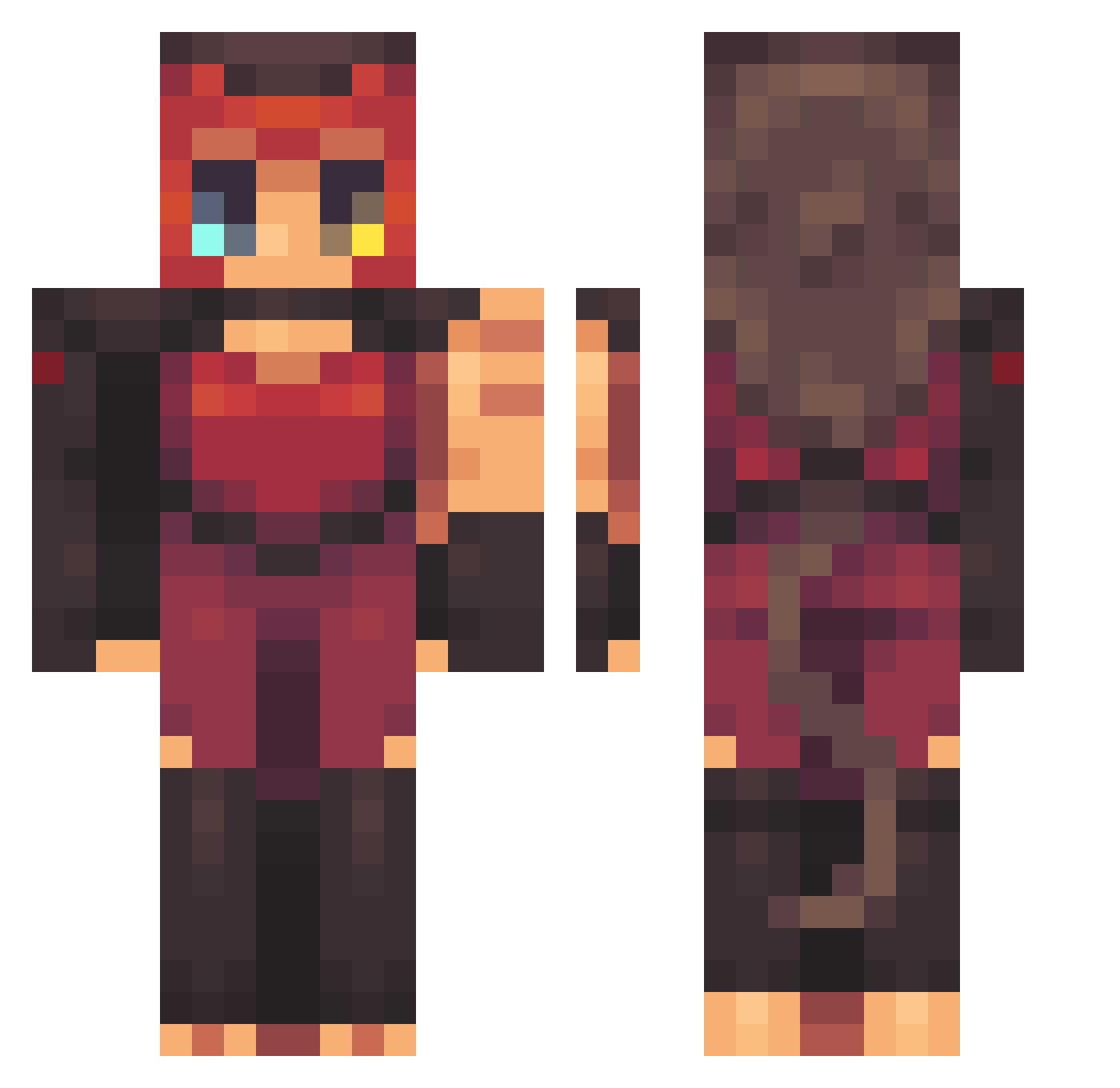 FOXY123 Minecraft skin, front and back view