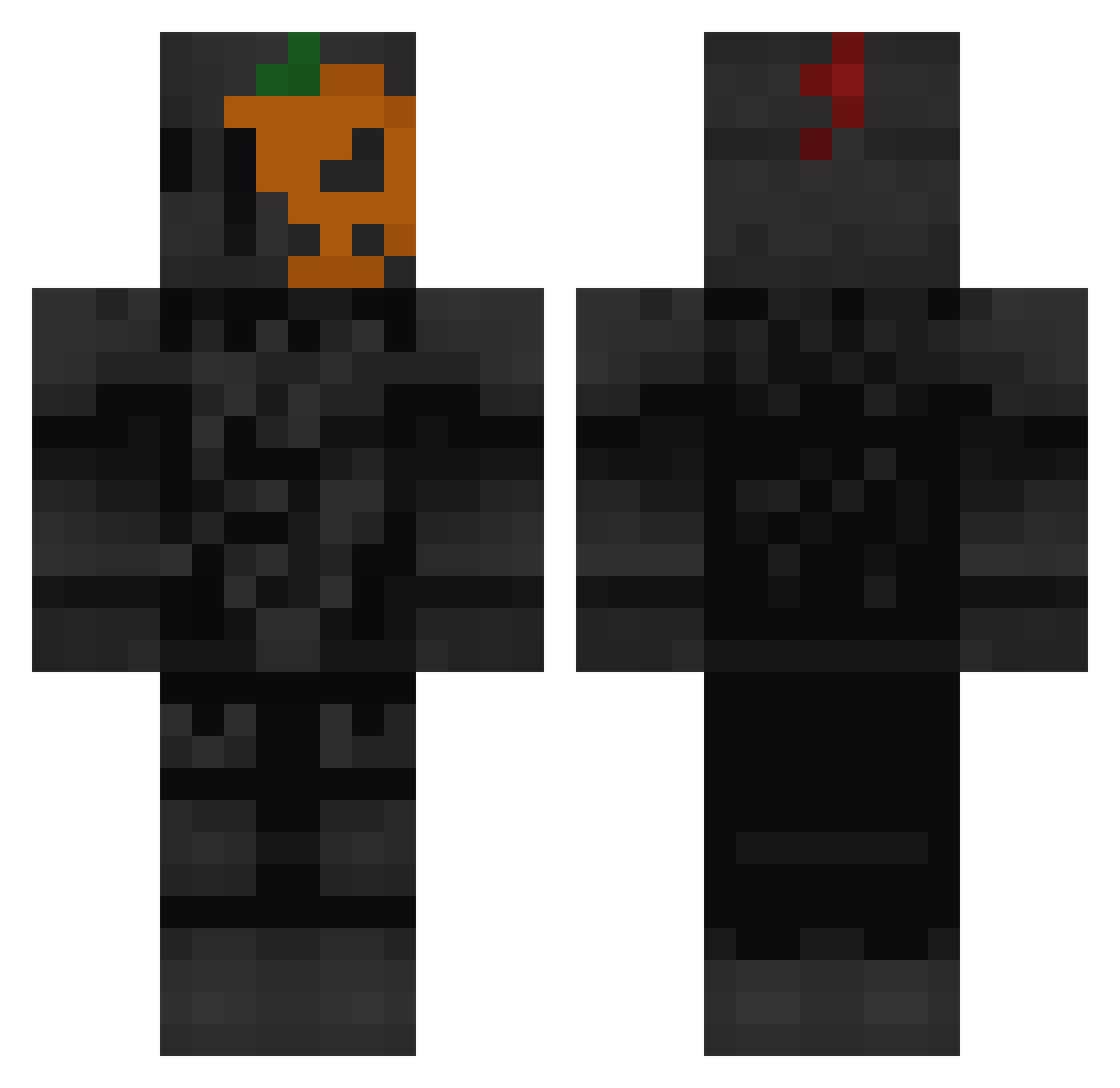 BlackWolfReaper Minecraft skin, front and back view