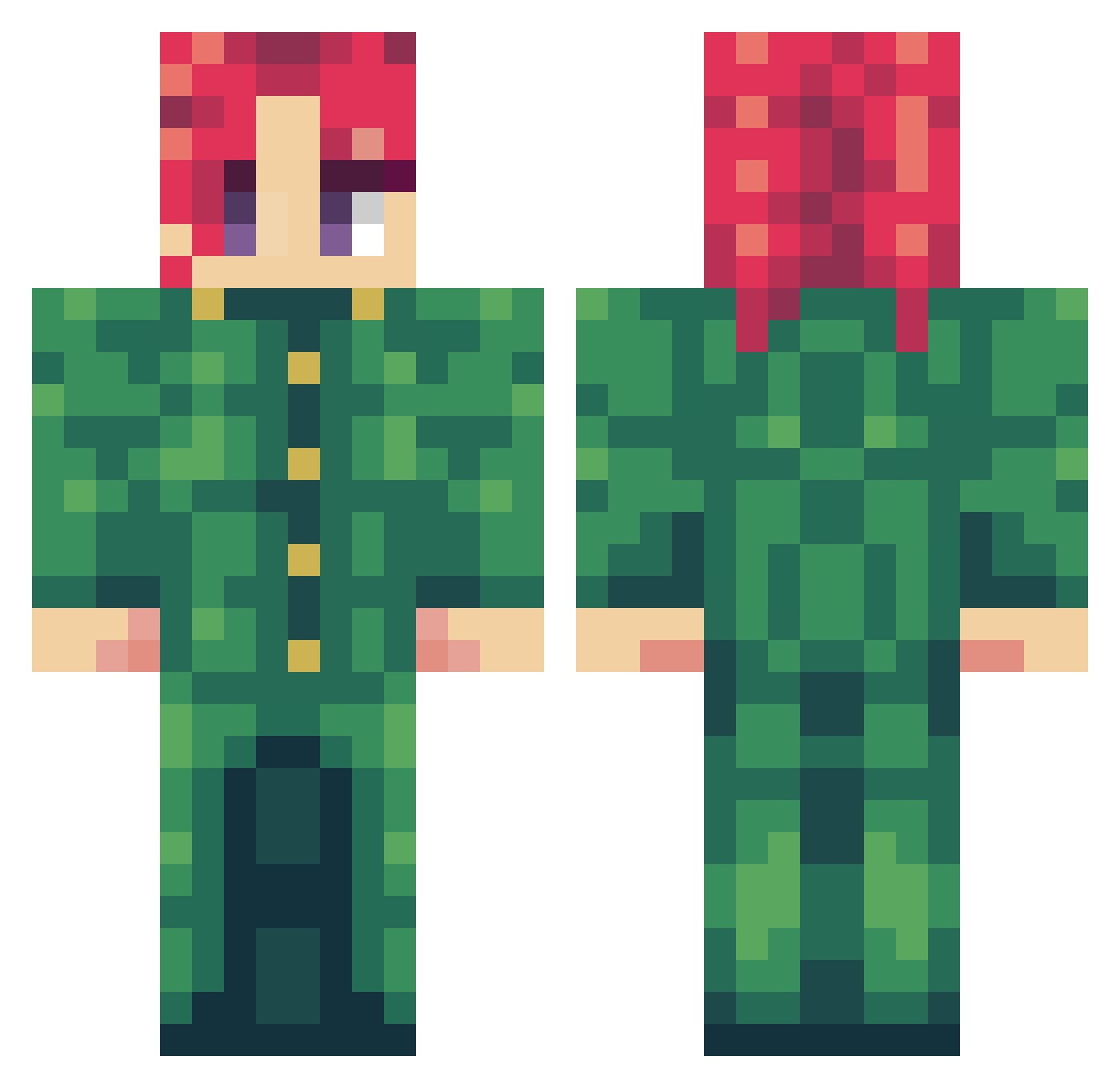 JPedro Minecraft skin, front and back view