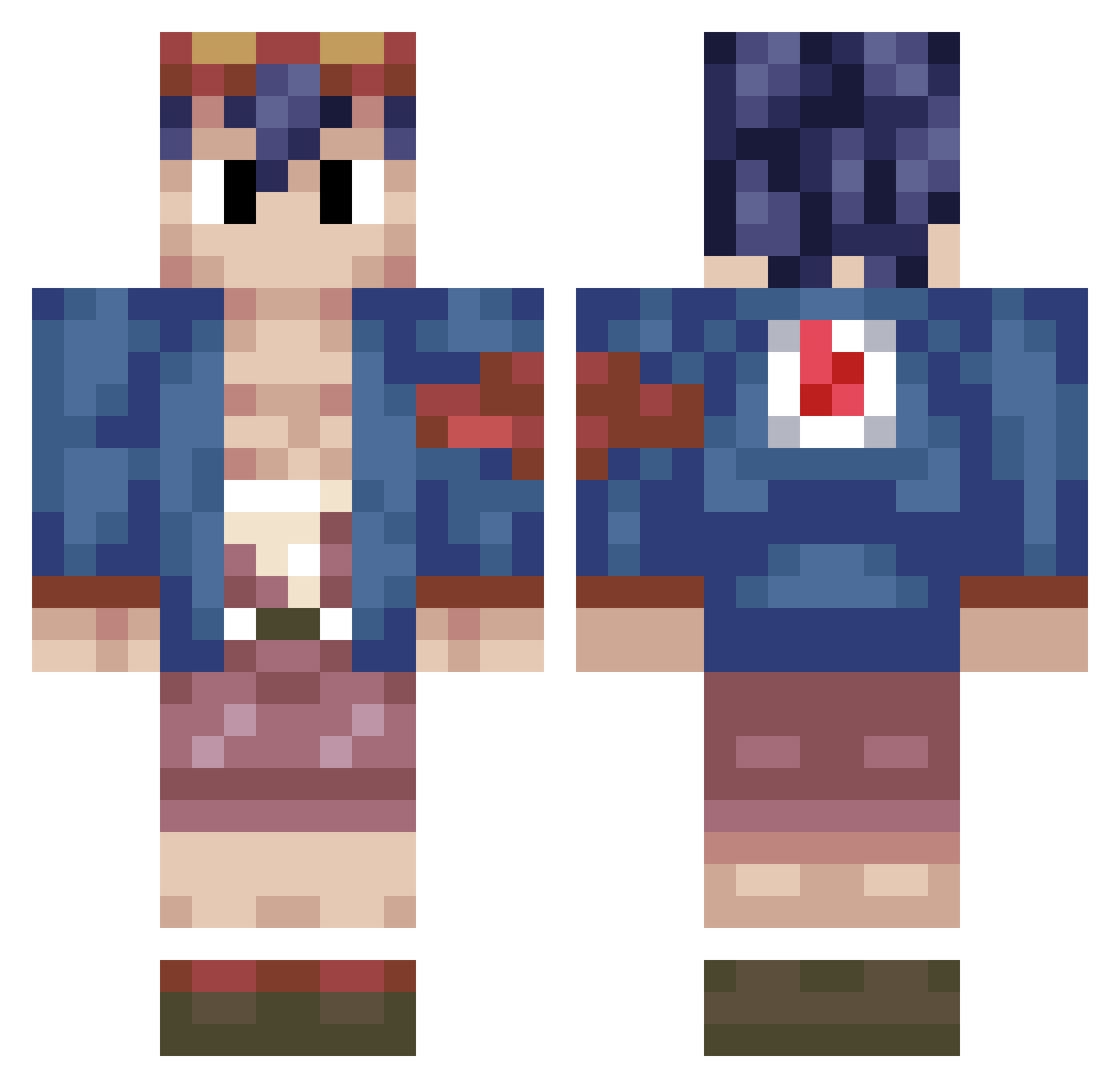 Yournaritor Minecraft skin, front and back view