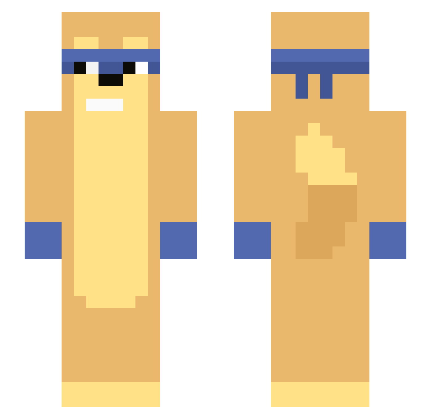 RightButt Minecraft skin, front and back view