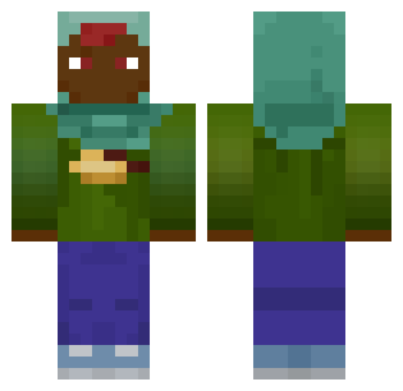 Nightmarehawk46 Minecraft skin, front and back view