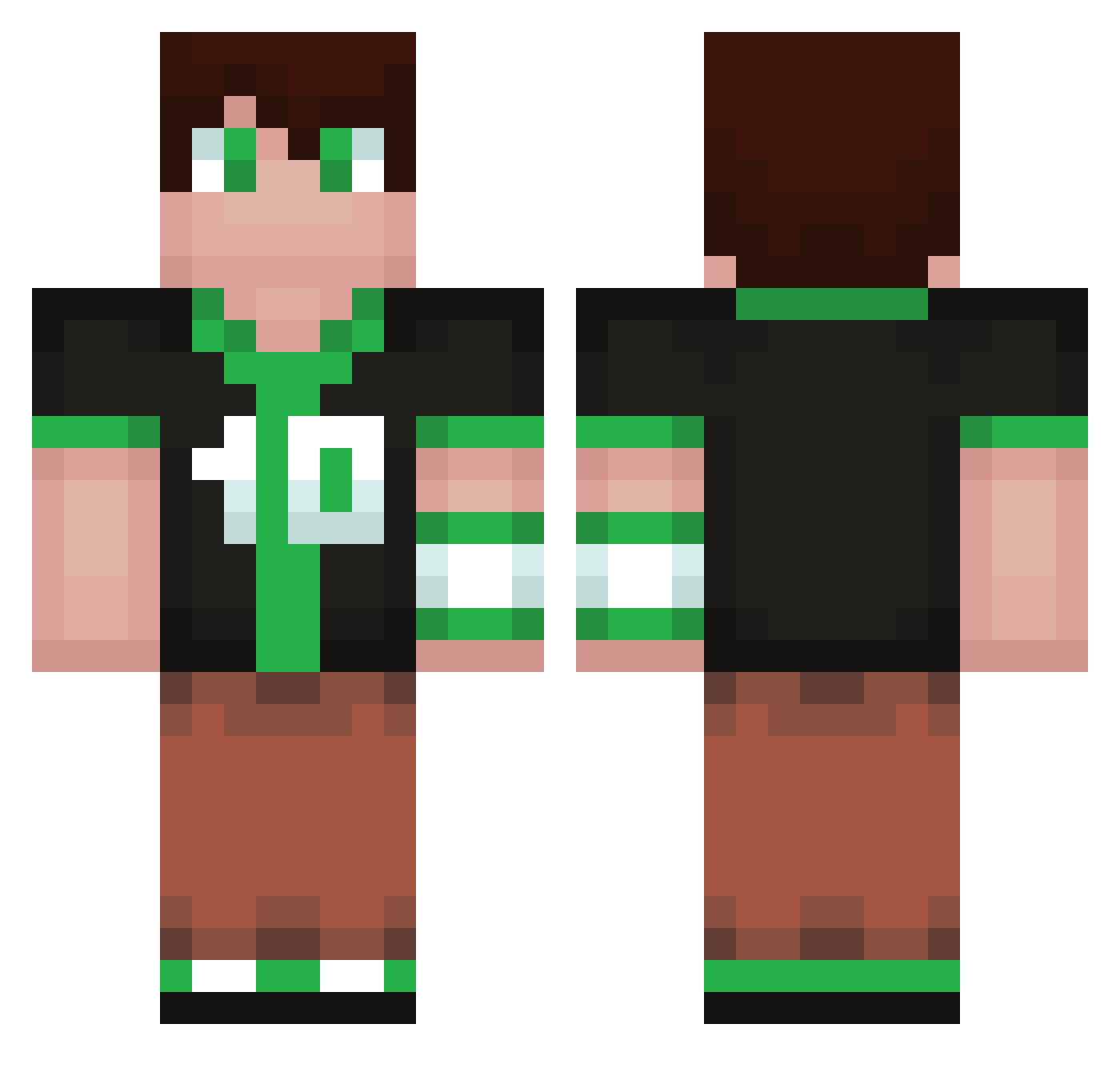 Caramelown Minecraft skin, front and back view