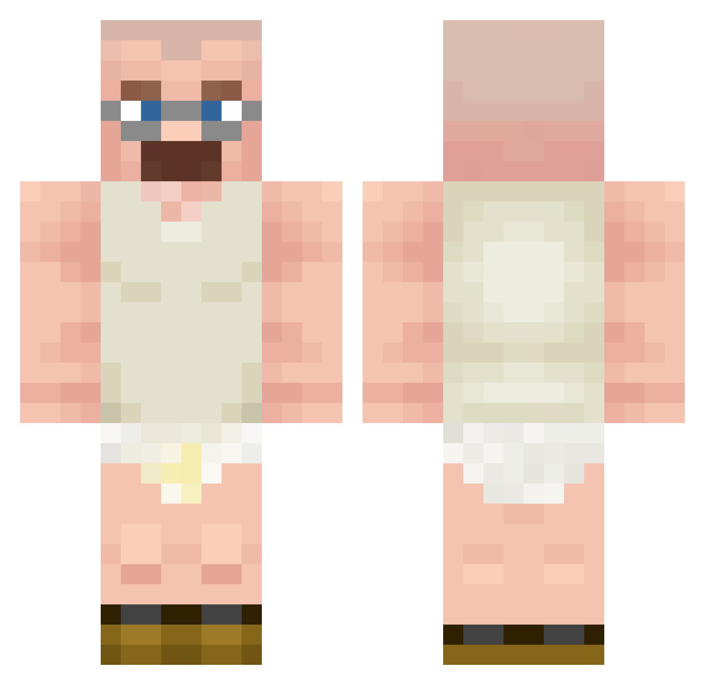 servidcal Minecraft skin, front and back view