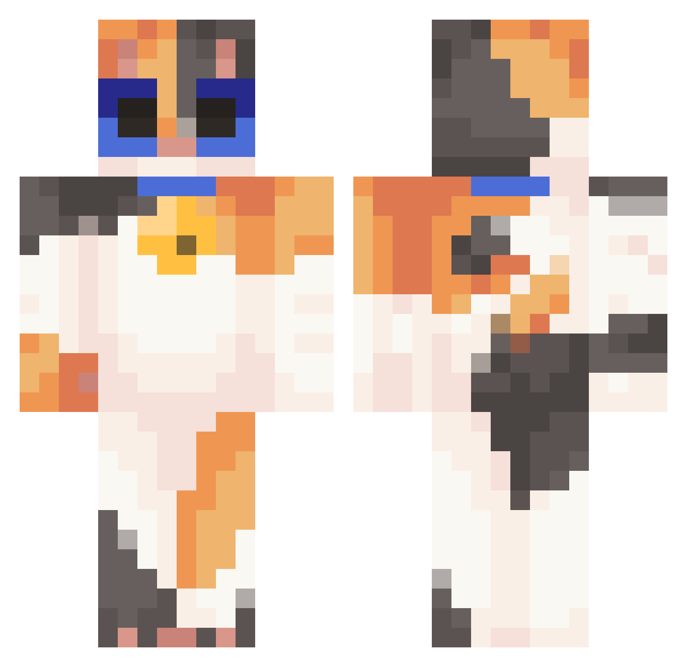 Flumadiddle Minecraft skin, front and back view