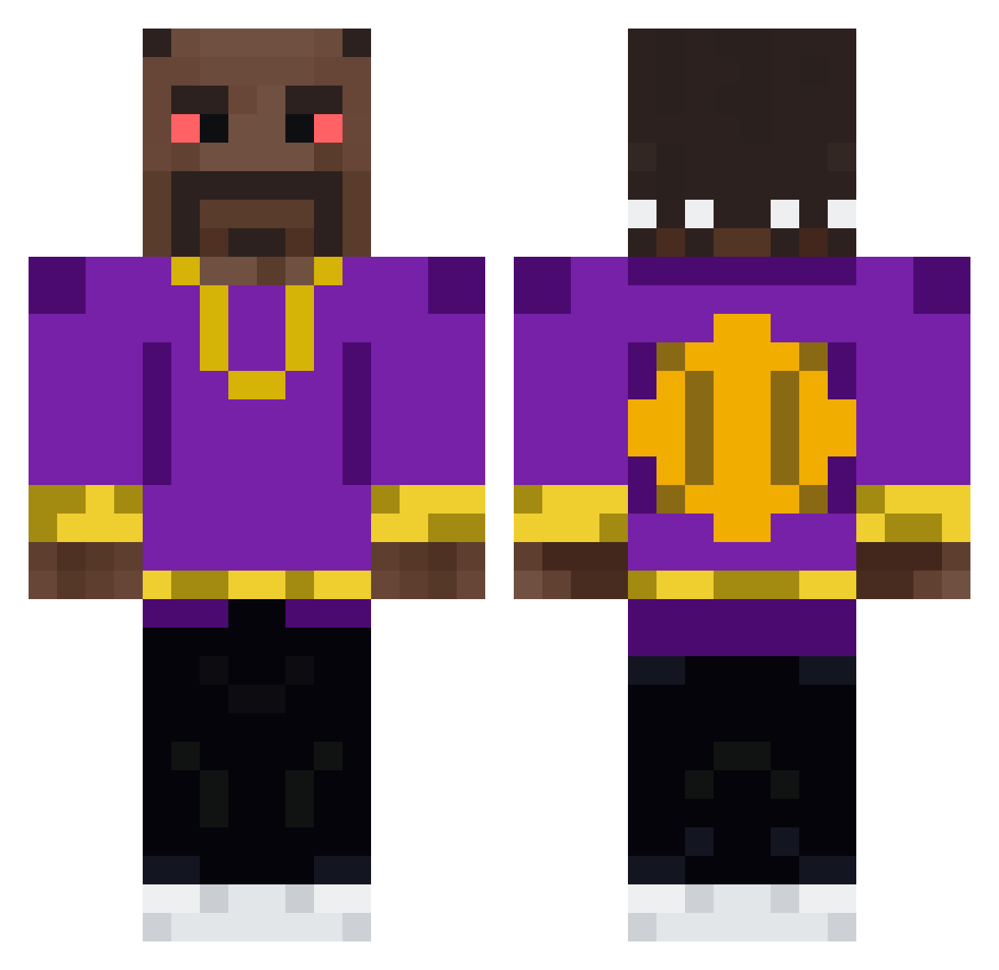 Loco418 Minecraft skin, front and back view