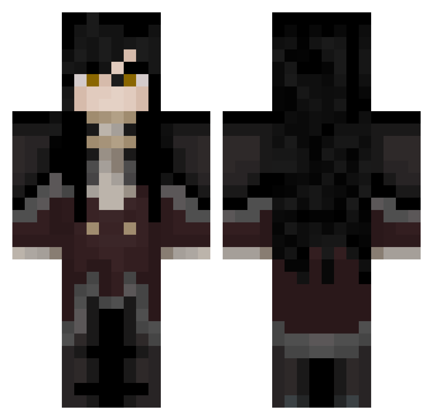 Farki Minecraft skin, front and back view