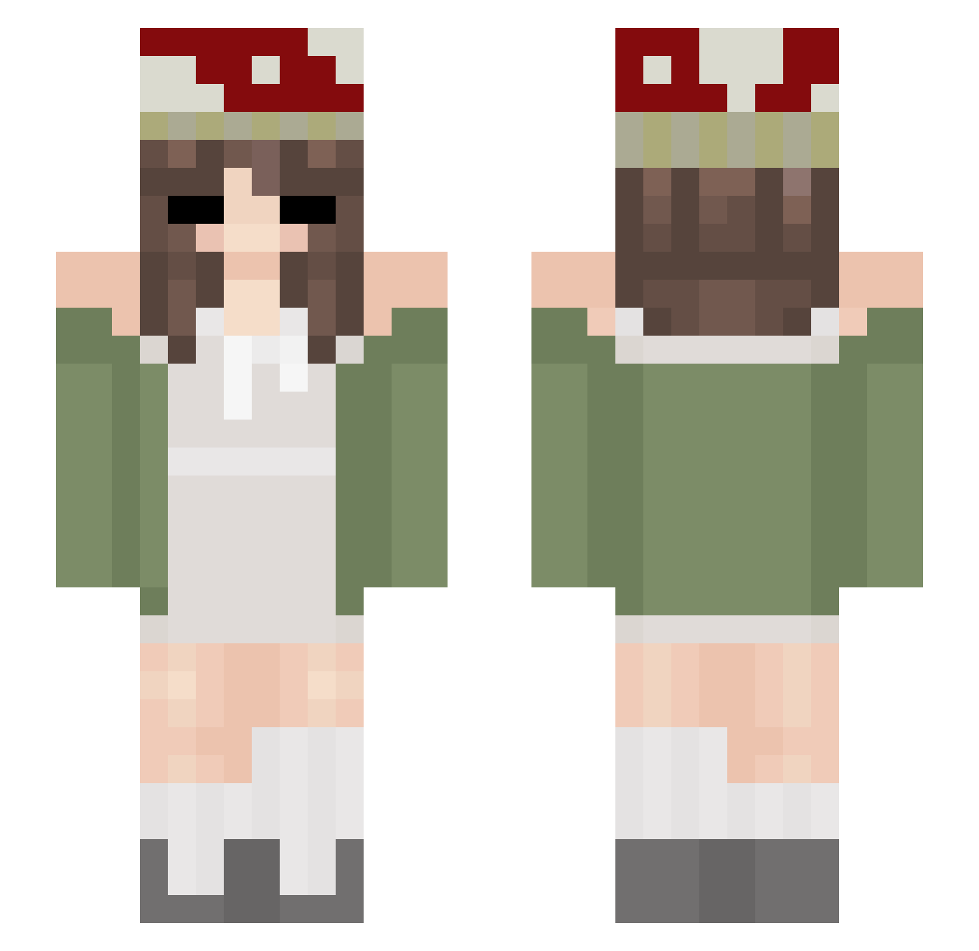 Flameyoh Minecraft skin, front and back view