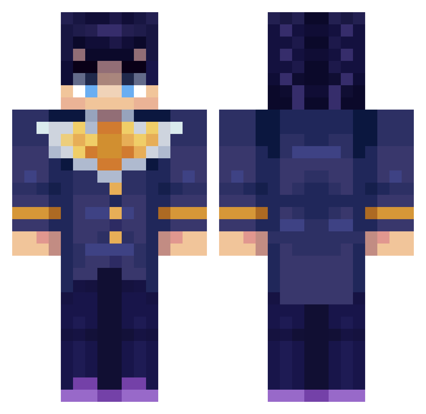 stranger30345 Minecraft skin, front and back view