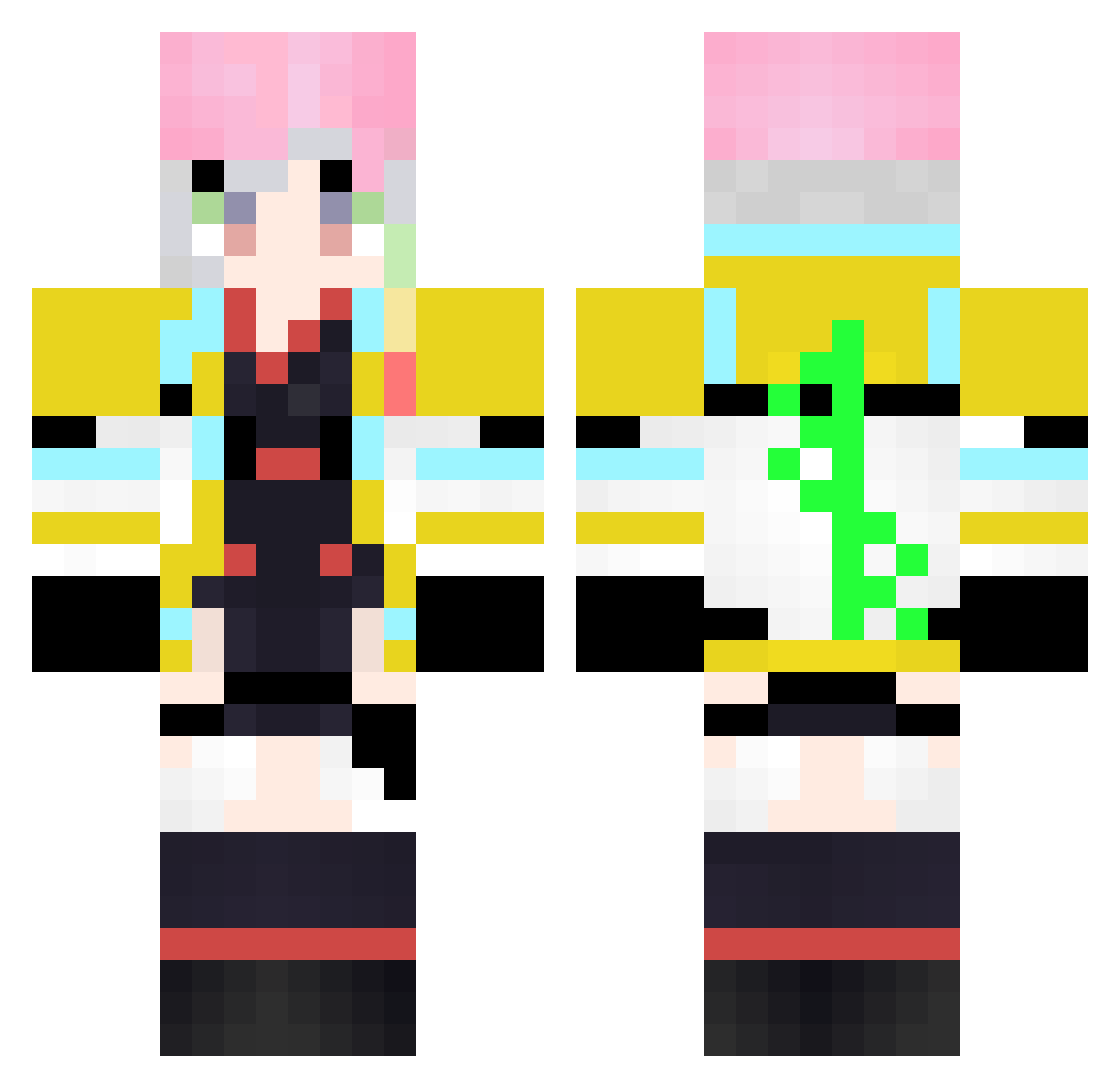 Pepoider Minecraft skin, front and back view