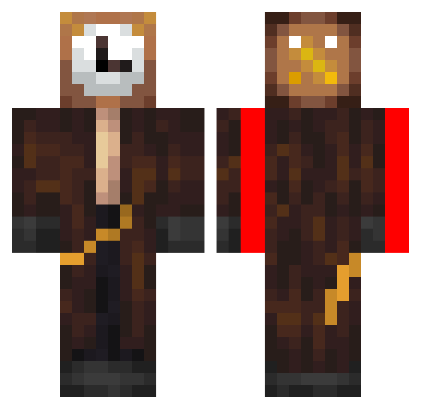 Gallerium Minecraft skin, front and back view