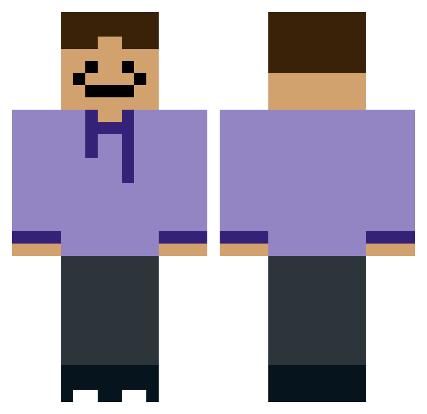 RumGuru Minecraft skin, front and back view