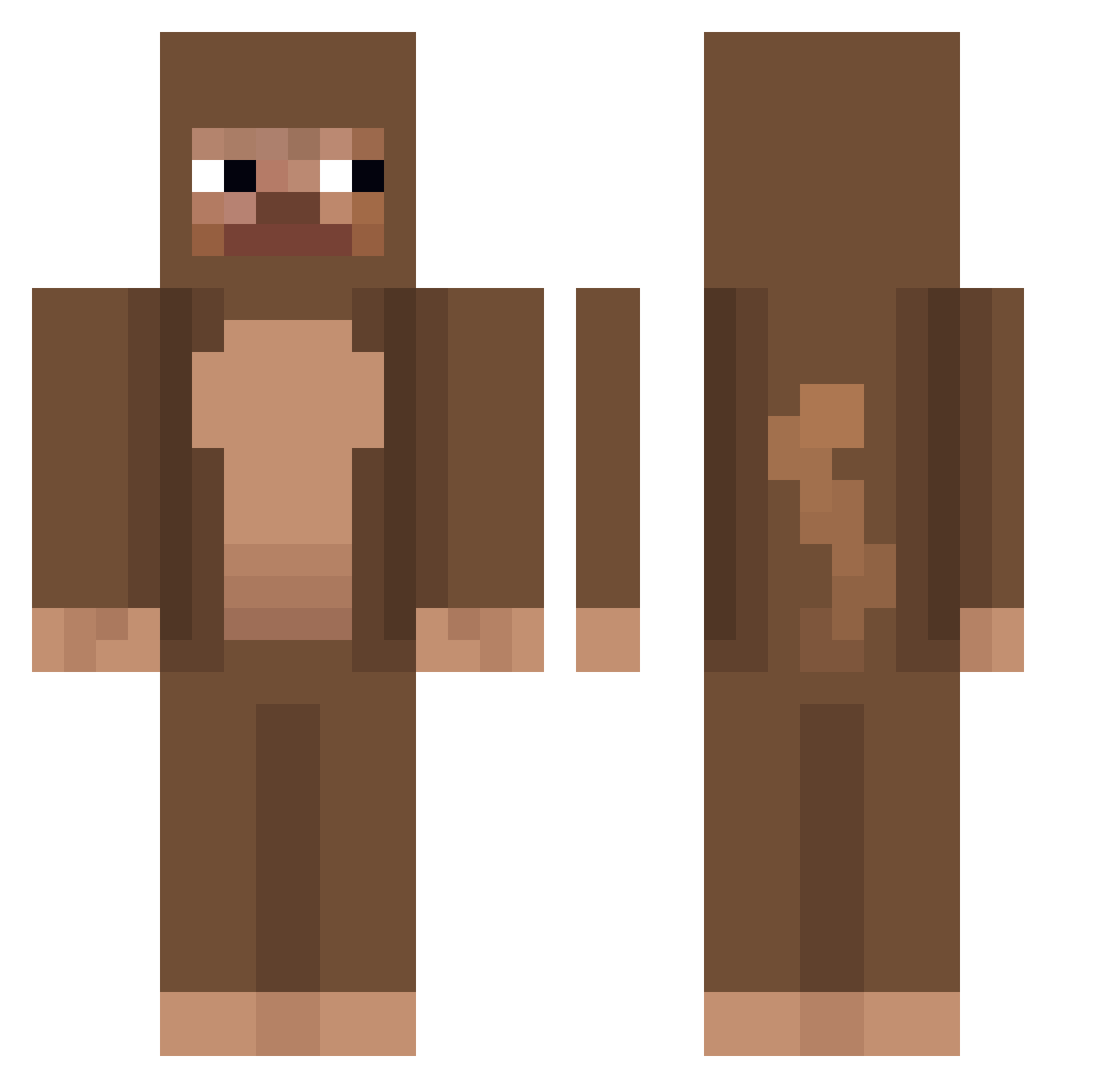 Caserne Minecraft skin, front and back view