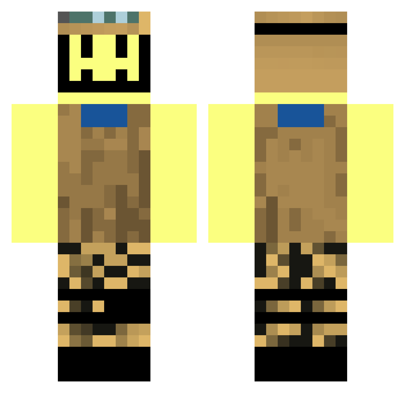 Wackasaur Minecraft skin, front and back view