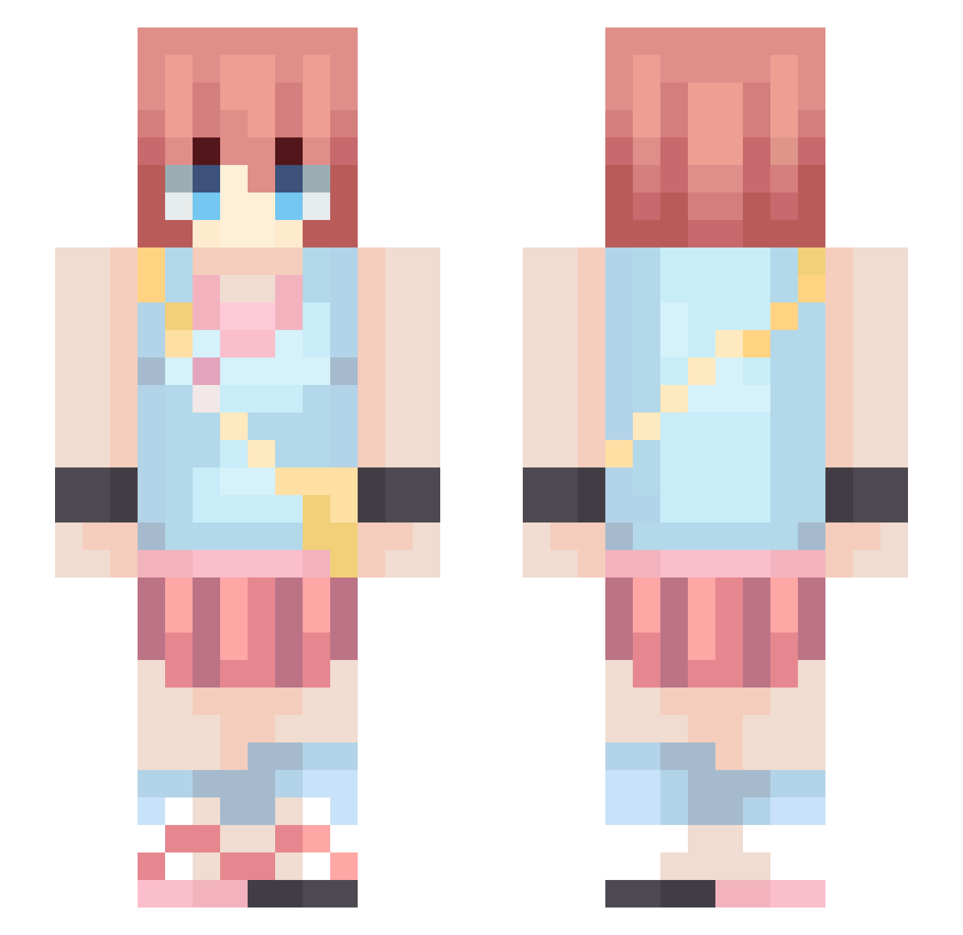 Dantealee Minecraft skin, front and back view
