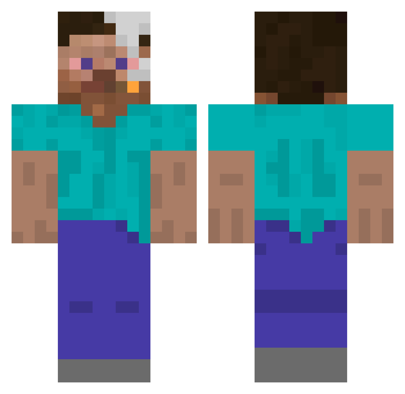 soxye Minecraft skin, front and back view