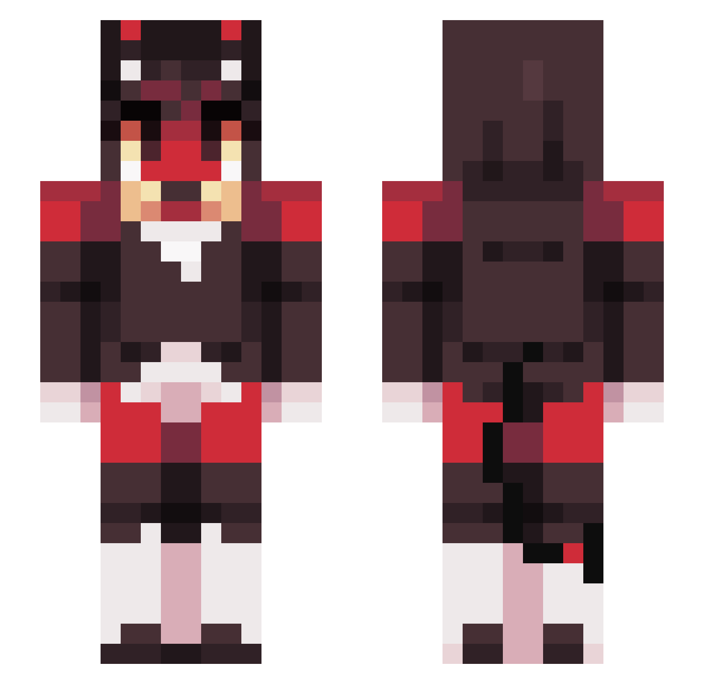 RoxxieOS Minecraft skin, front and back view
