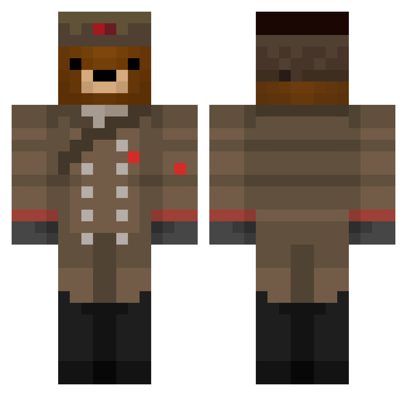 Glitched_Gh0ul Minecraft skin, front and back view