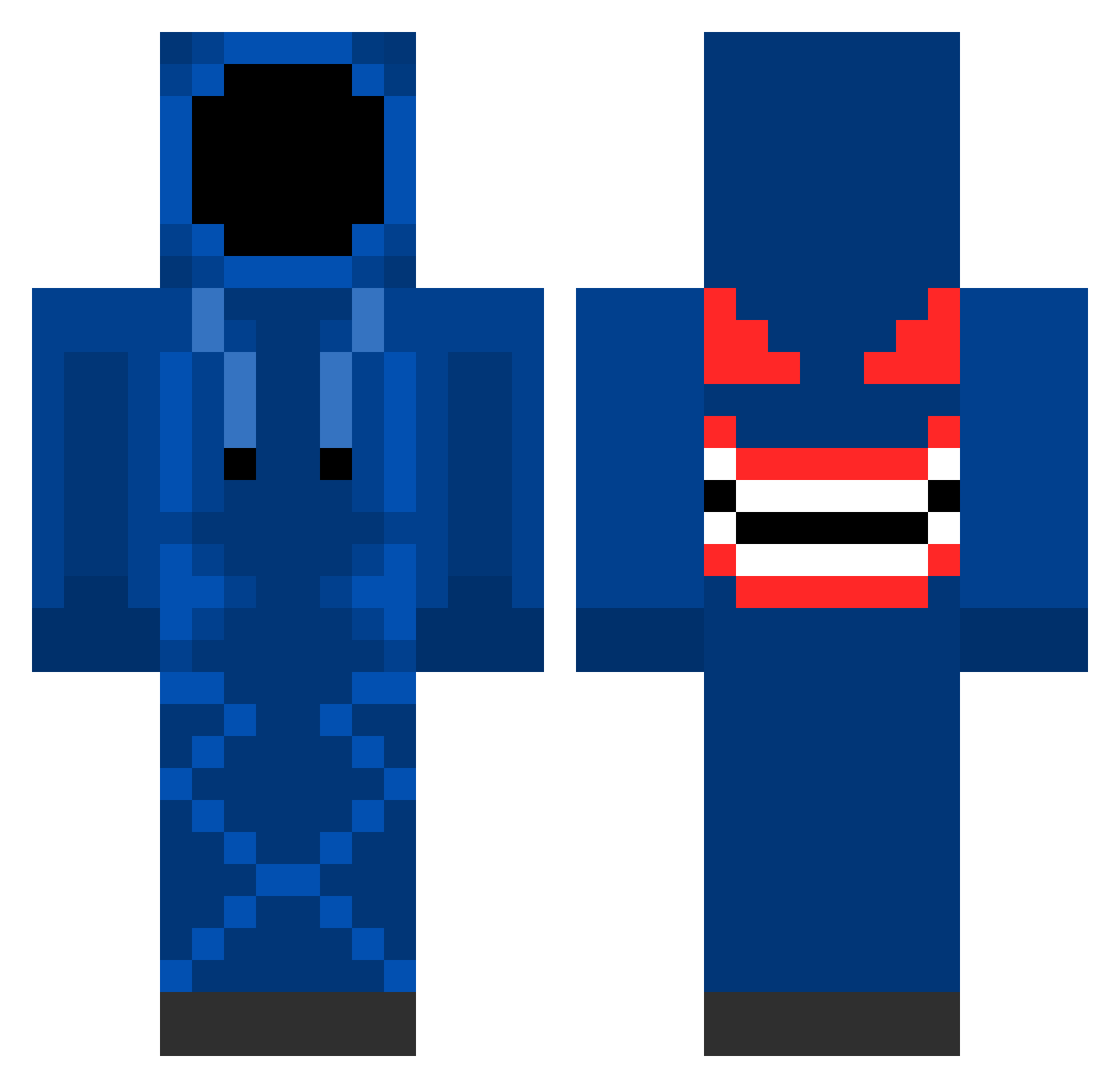 Sakes Minecraft skin, front and back view