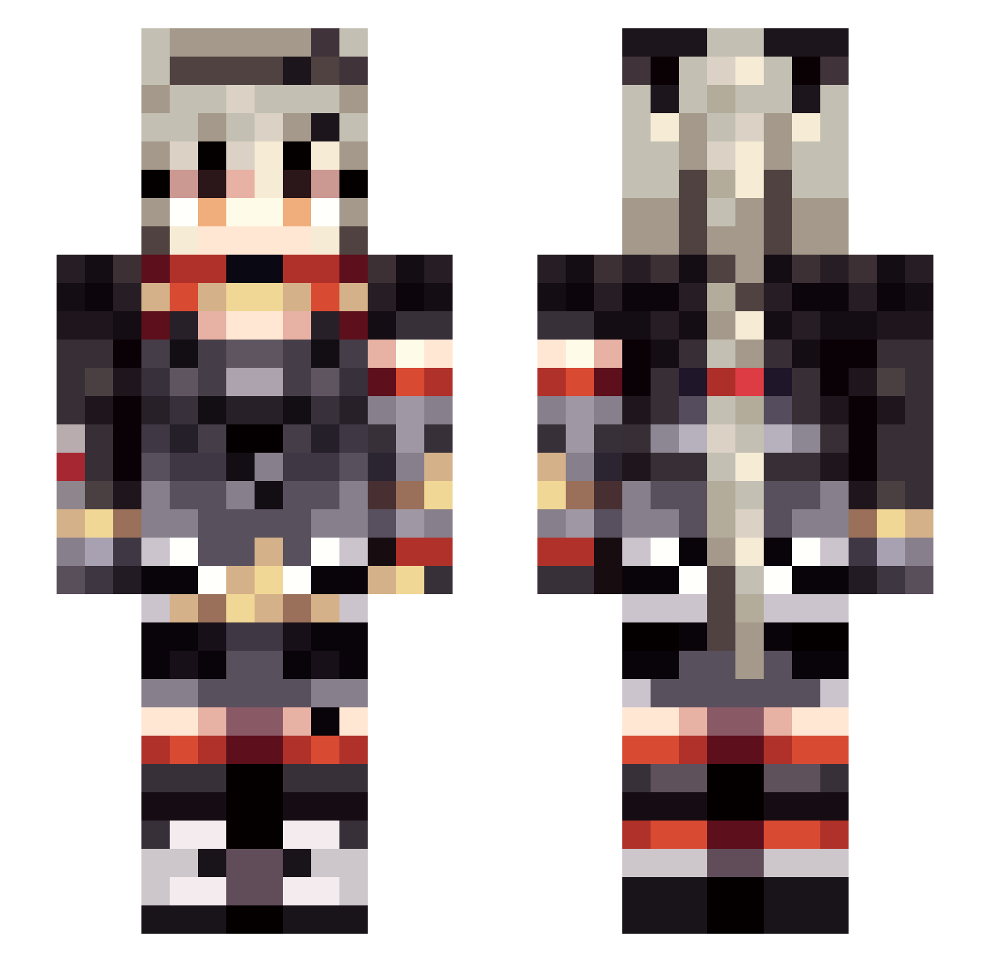 PMEchoes Minecraft skin, front and back view