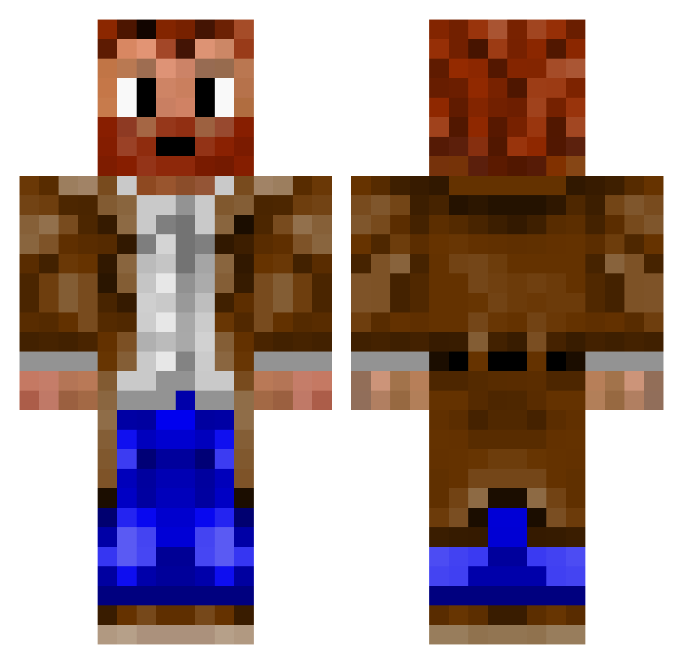 Warlow Minecraft skin, front and back view