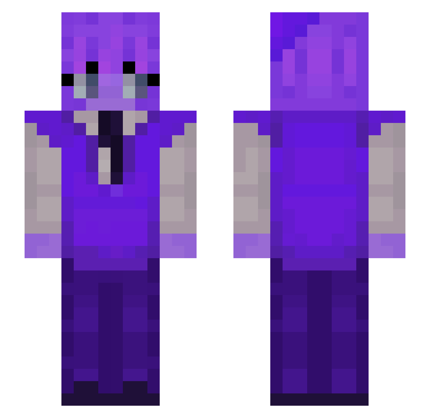 nyihil Minecraft skin, front and back view