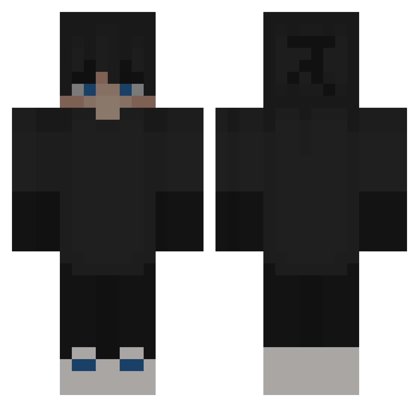 notSxth Minecraft skin, front and back view