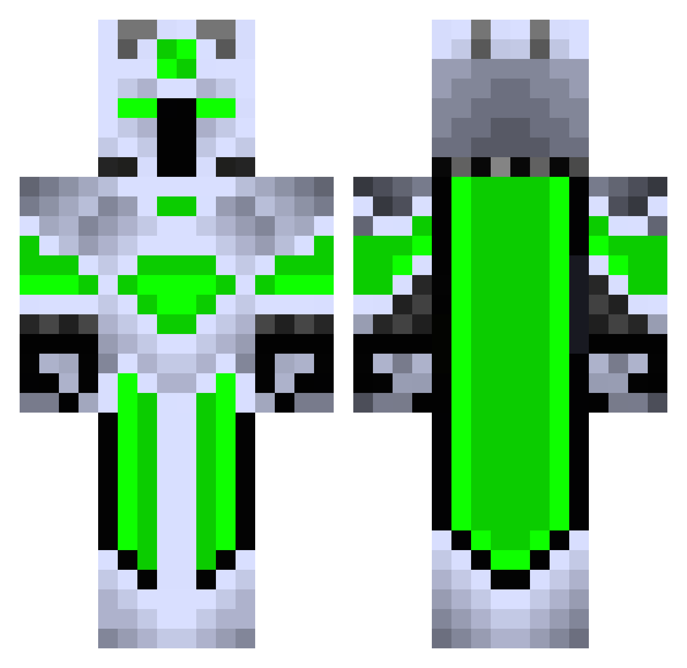 Grrzwii Minecraft skin, front and back view