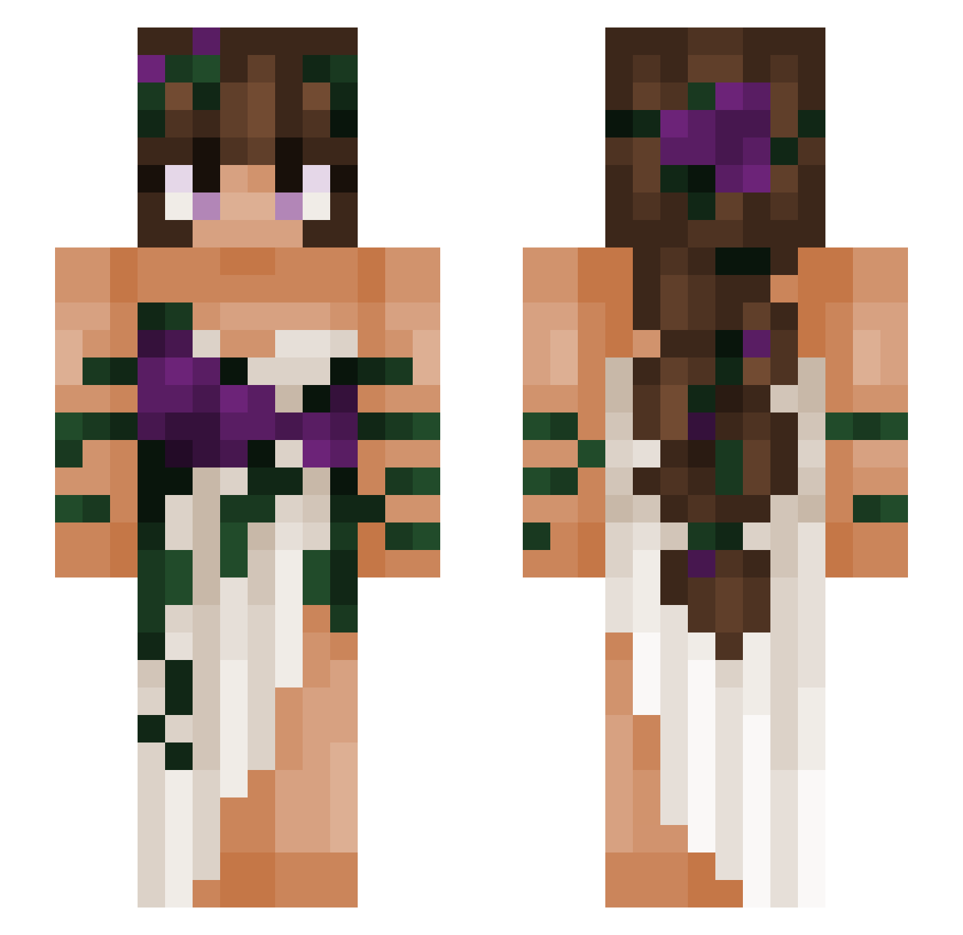 Dawnlex Minecraft skin, front and back view