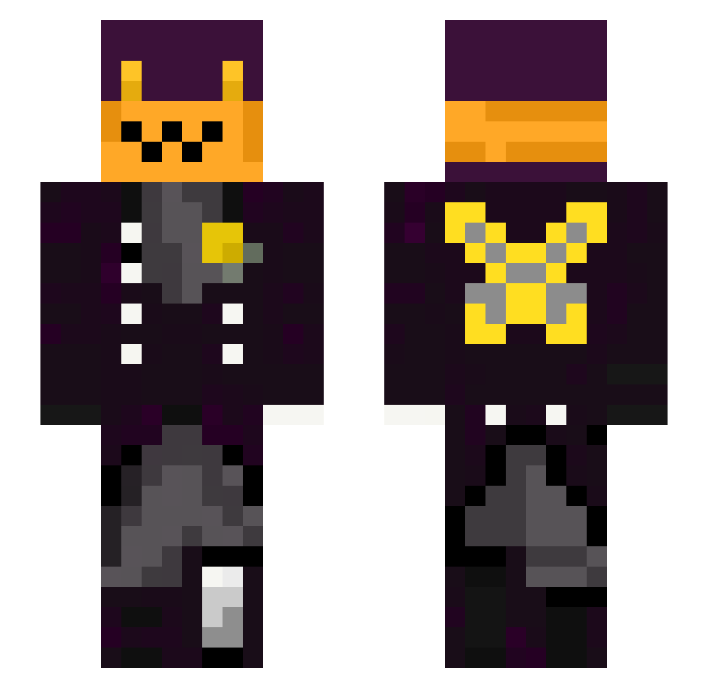 Kinngmee Minecraft skin, front and back view