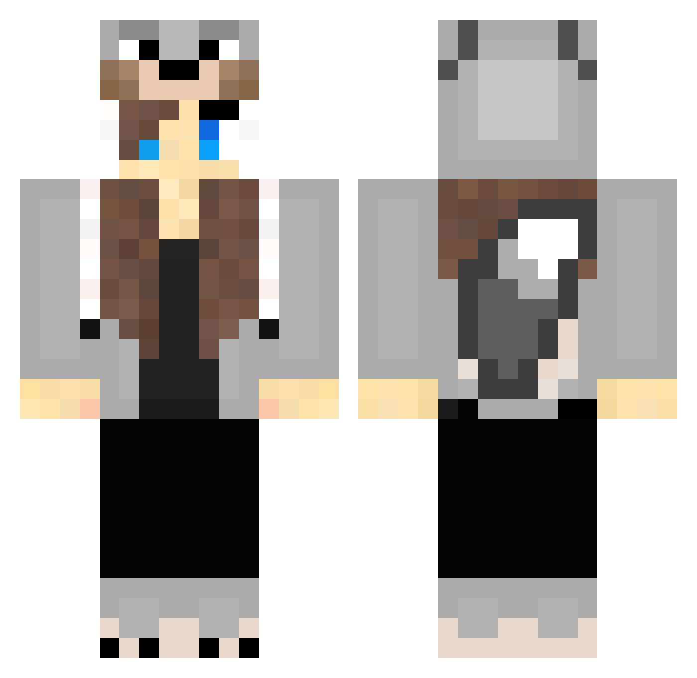 BourbonX Minecraft skin, front and back view