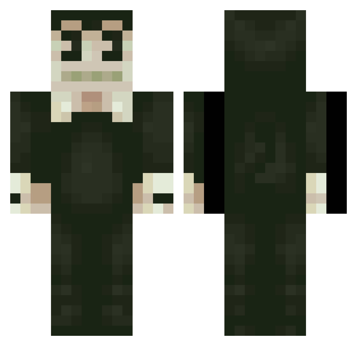 BotPayments Minecraft skin, front and back view