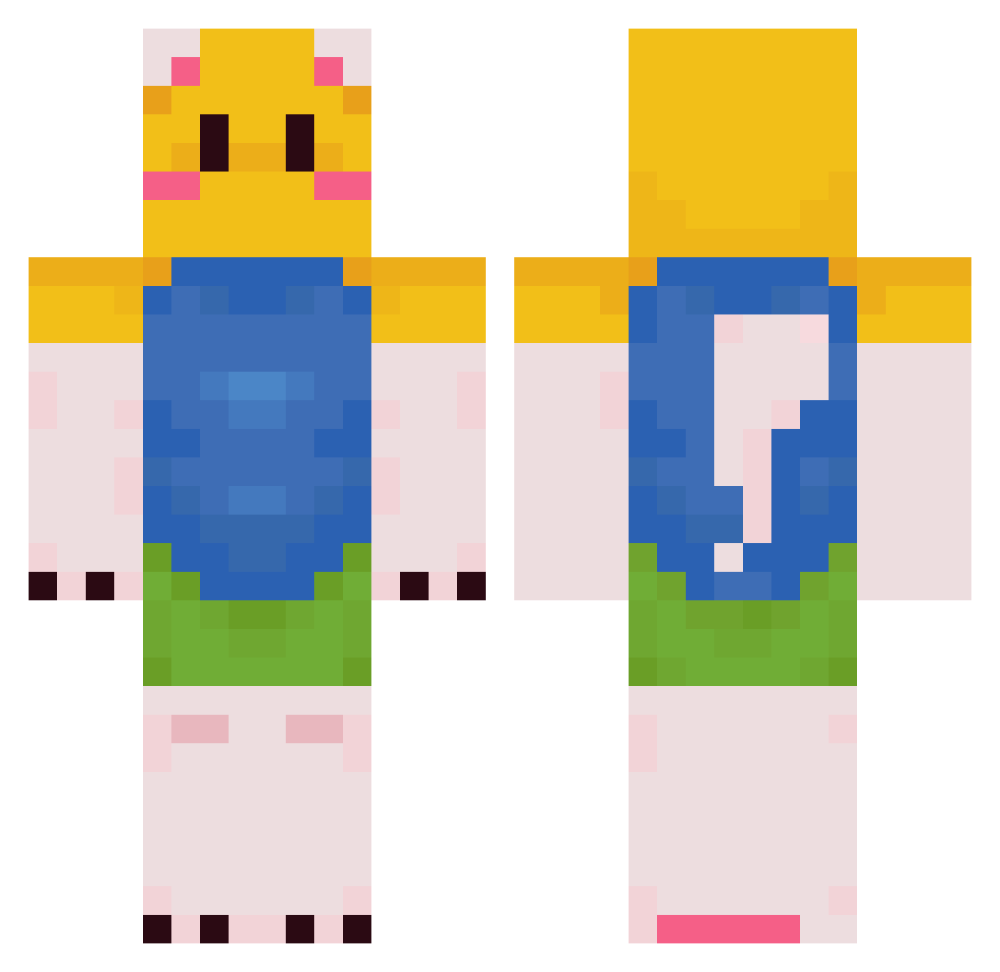 DinoXDL Minecraft skin, front and back view