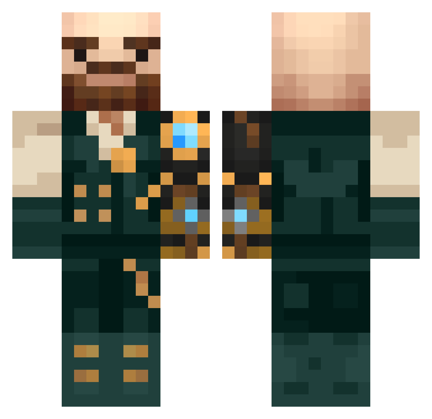 BigShuter Minecraft skin, front and back view