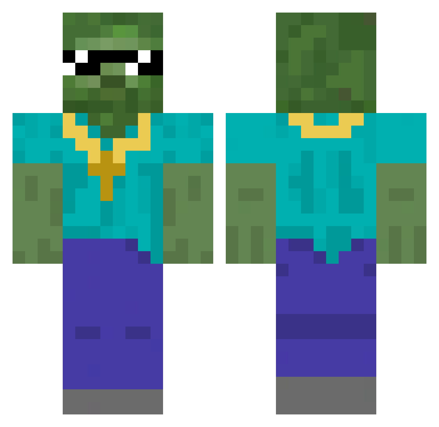 sobek20 Minecraft skin, front and back view