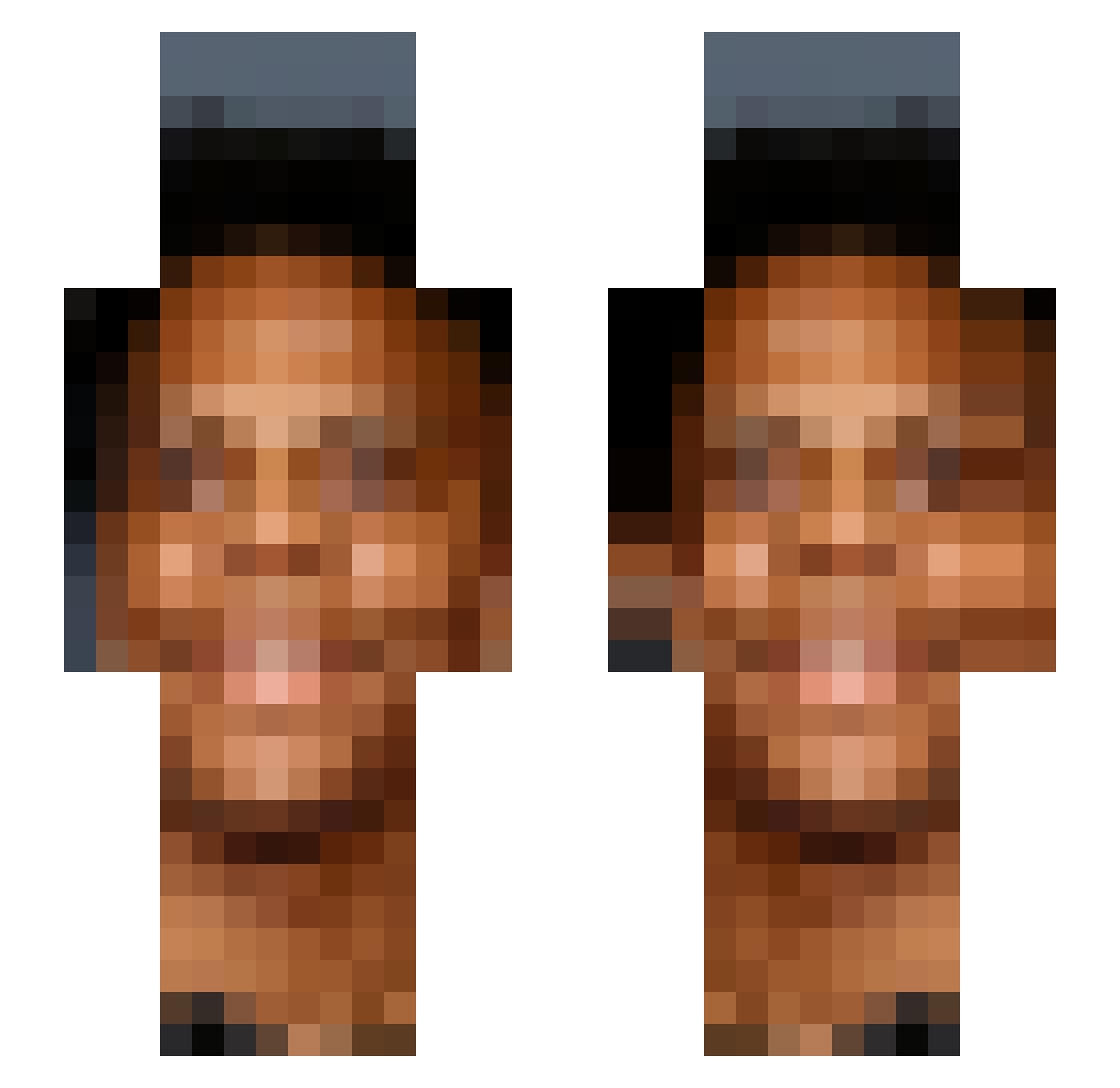 xedirc Minecraft skin, front and back view