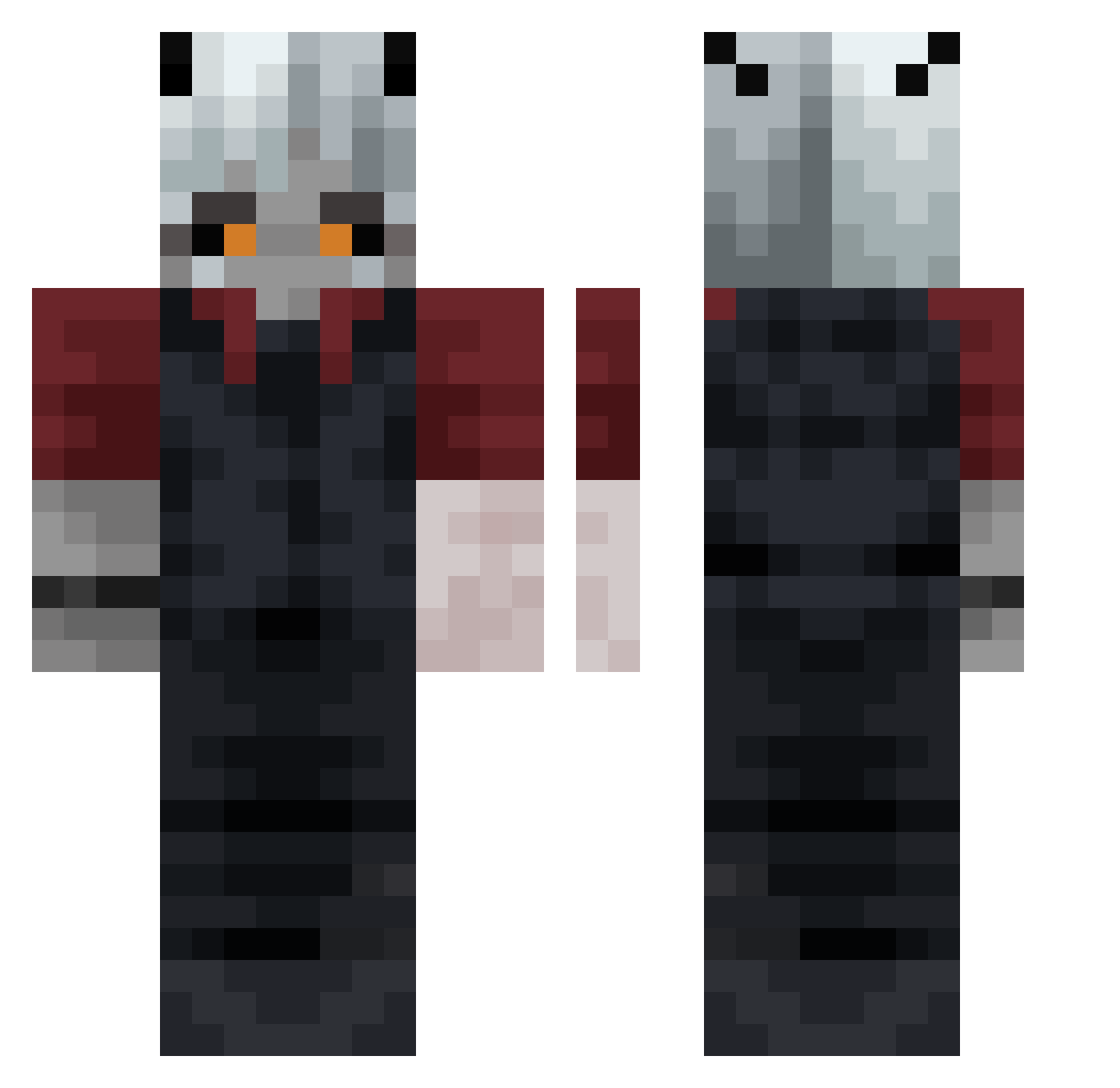 SKIRTINS Minecraft skin, front and back view