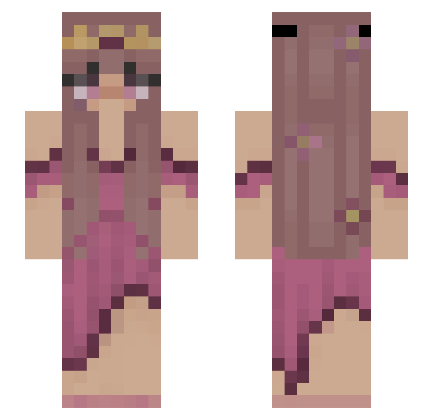 phiaflops Minecraft skin, front and back view