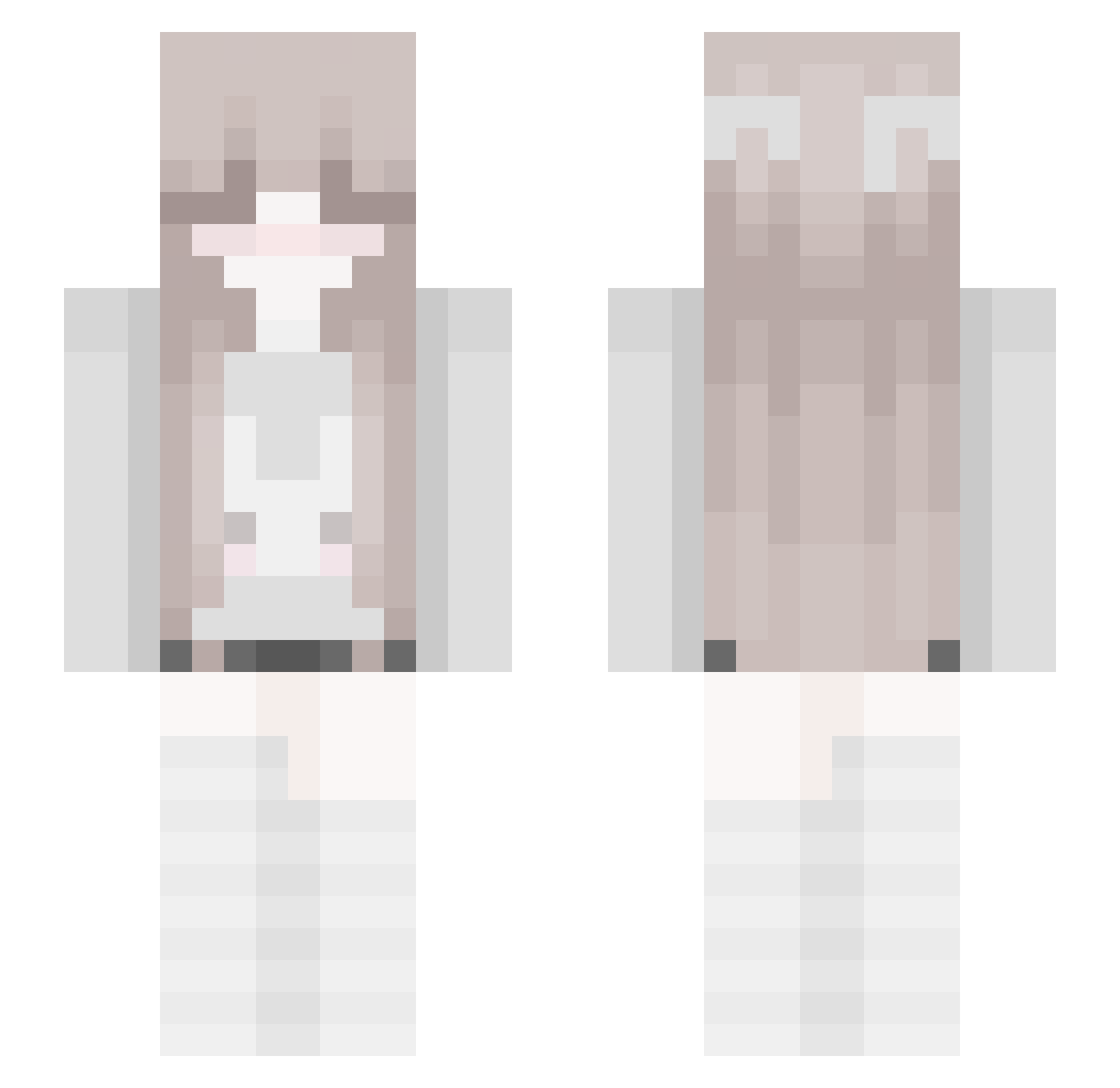 sacccharine Minecraft skin, front and back view