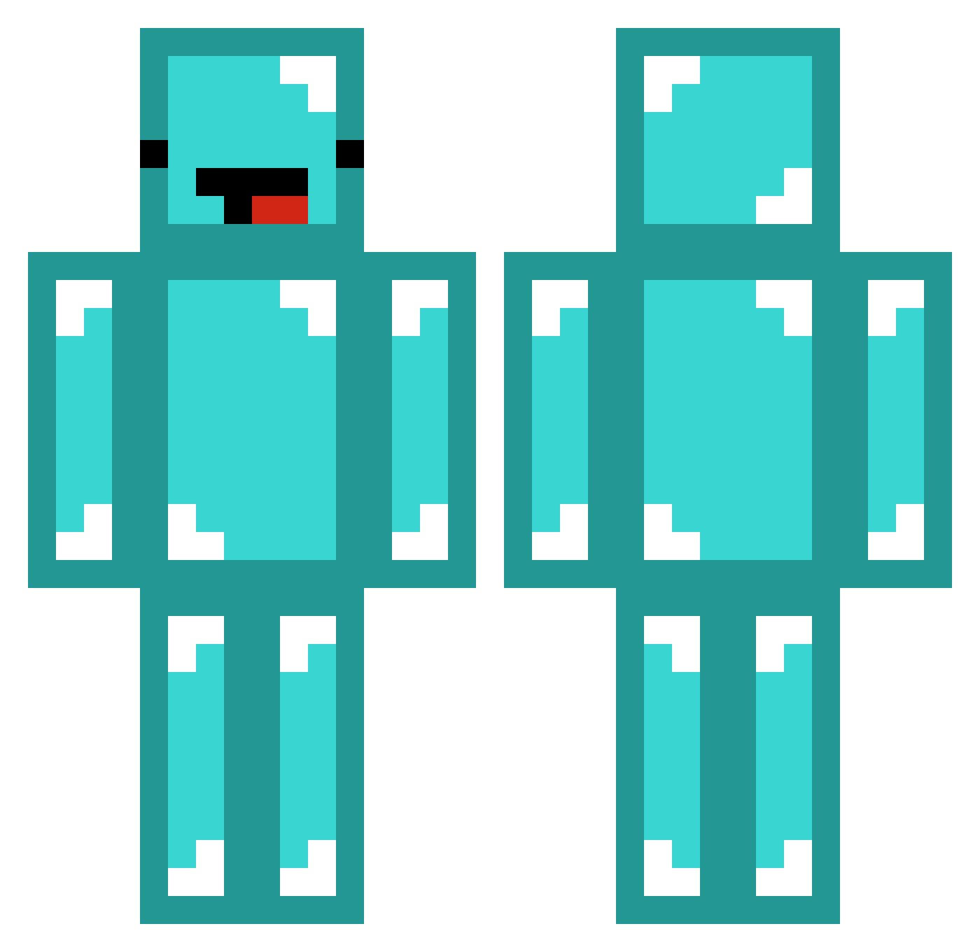 Blooober Minecraft skin, front and back view