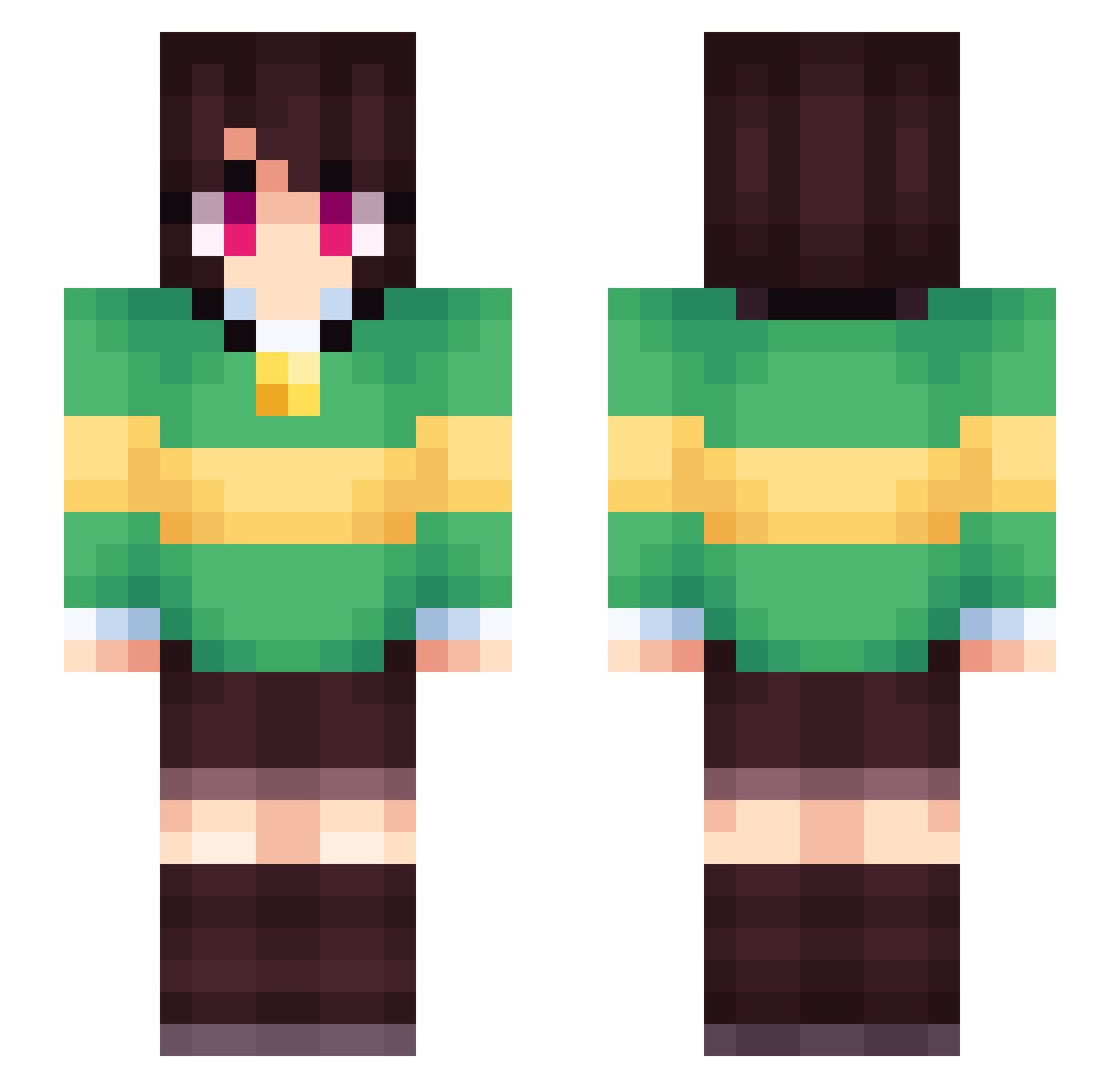oranberryy Minecraft skin, front and back view