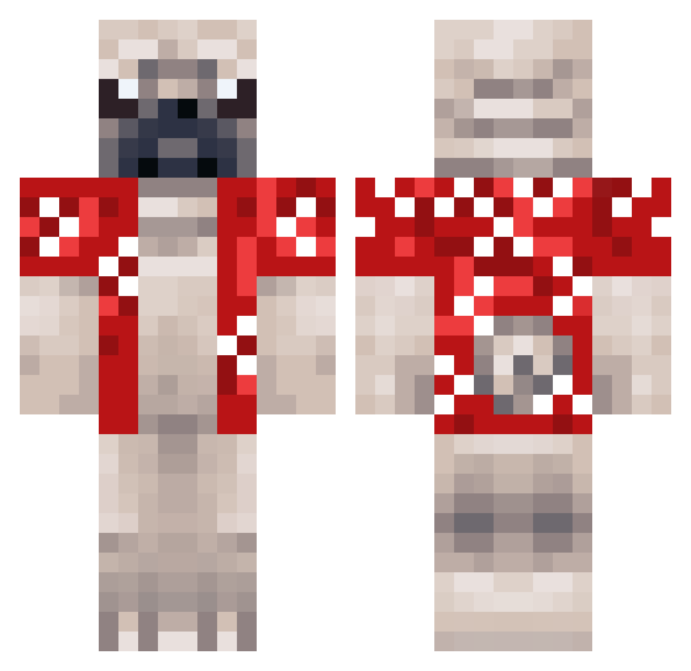 vPug Minecraft skin, front and back view