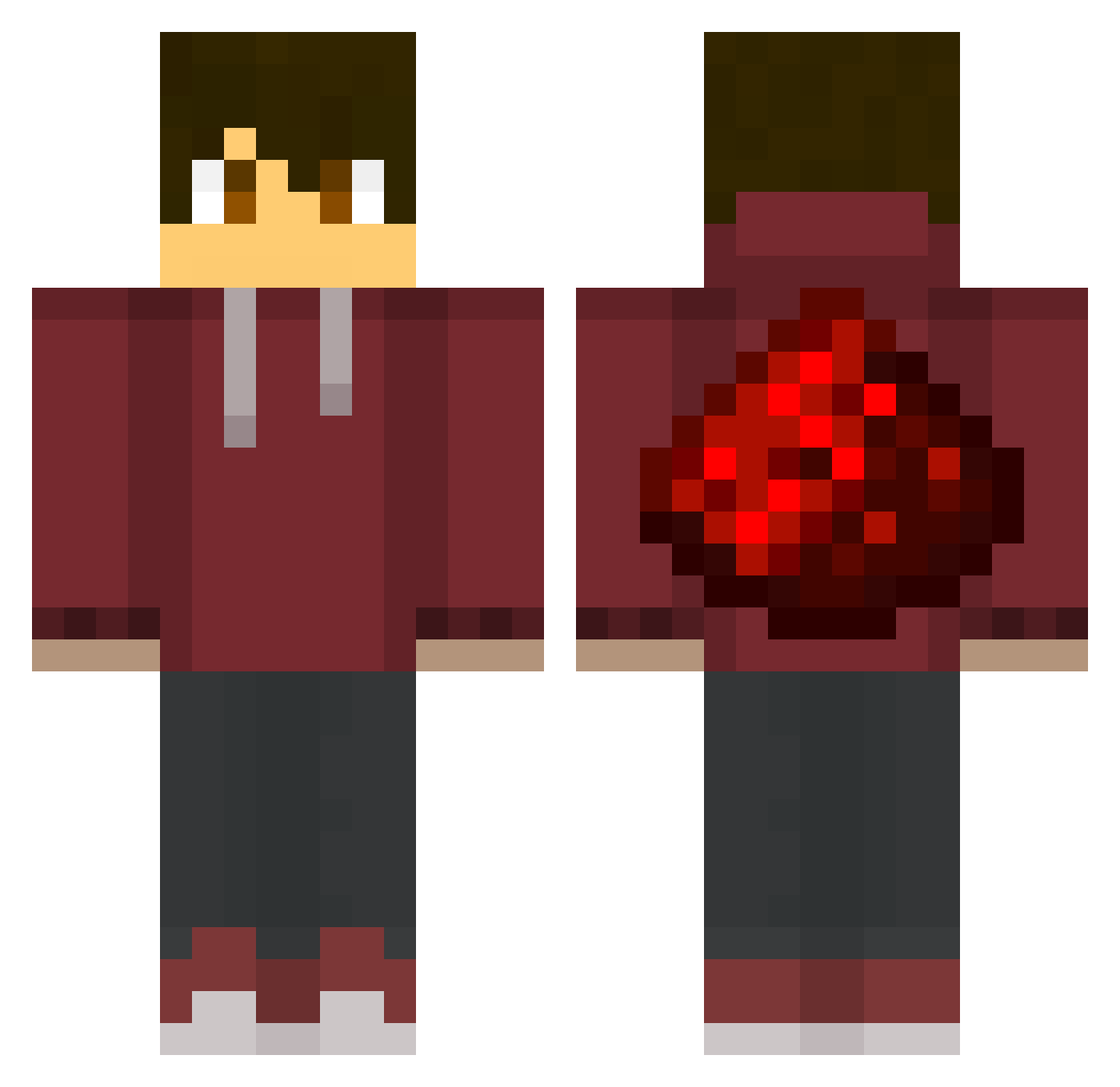 OFFICIAL_RED_ Minecraft skin, front and back view