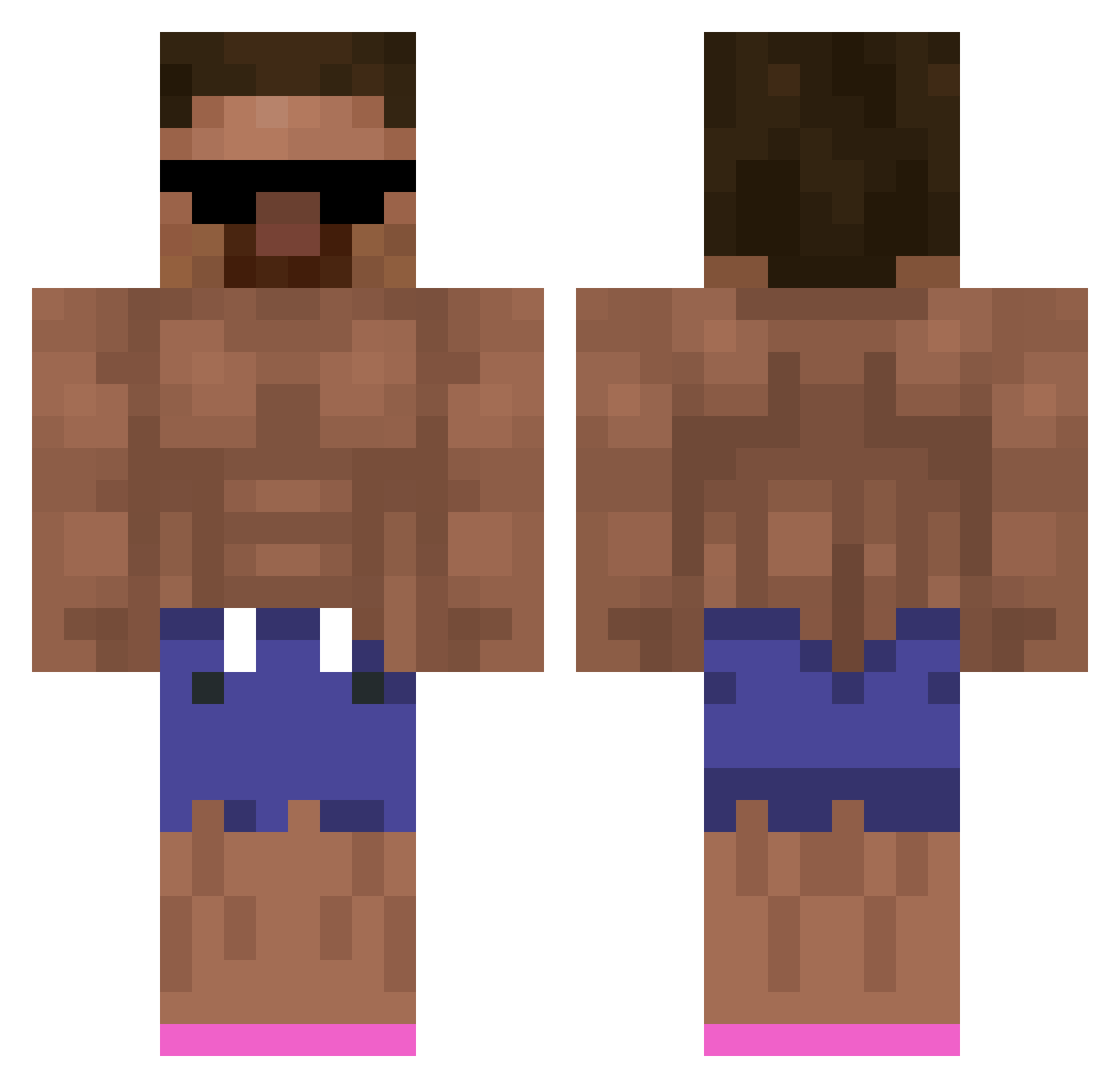 Nythless Minecraft skin, front and back view
