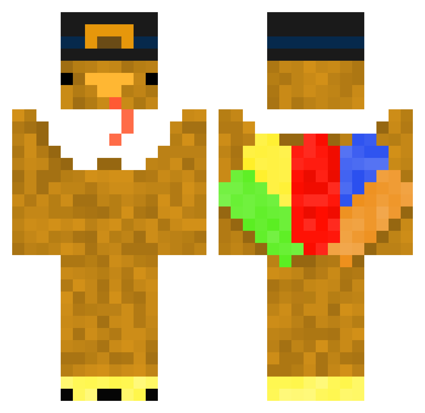 Jonskibar Minecraft skin, front and back view