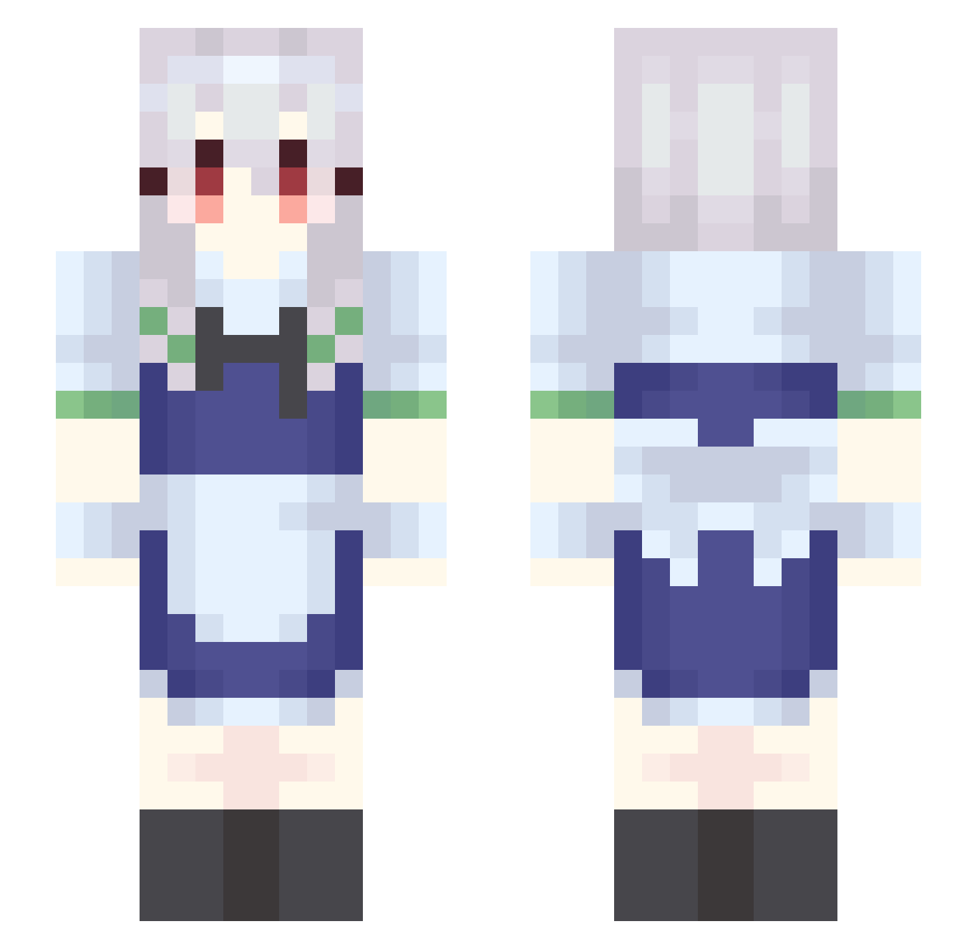 Ilolk Minecraft skin, front and back view